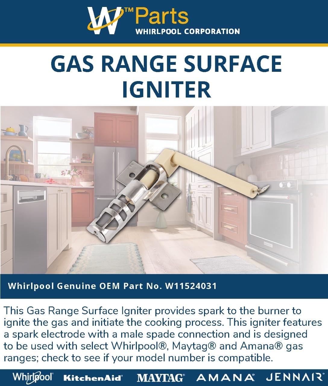 Whirlpool W11524031 Genuine OEM Gas Range Surface Igniter