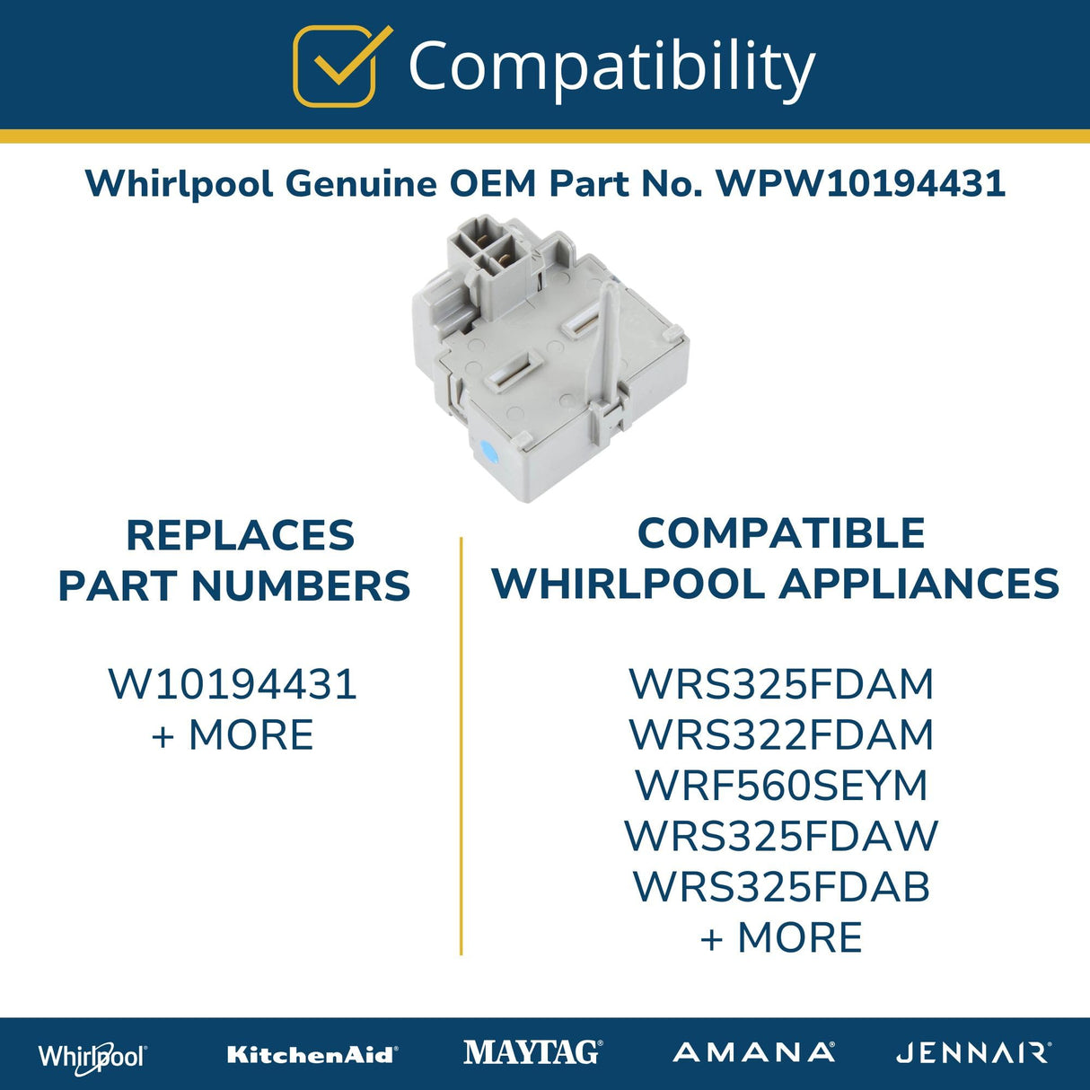 Whirlpool WPW10194431 Genuine OEM Refrigerator Compressor Start Device and Capacitor 