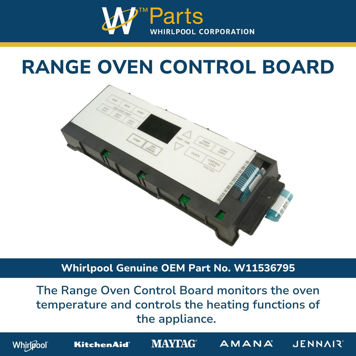 Whirlpool W11536795 Genuine OEM Range Oven Control Board