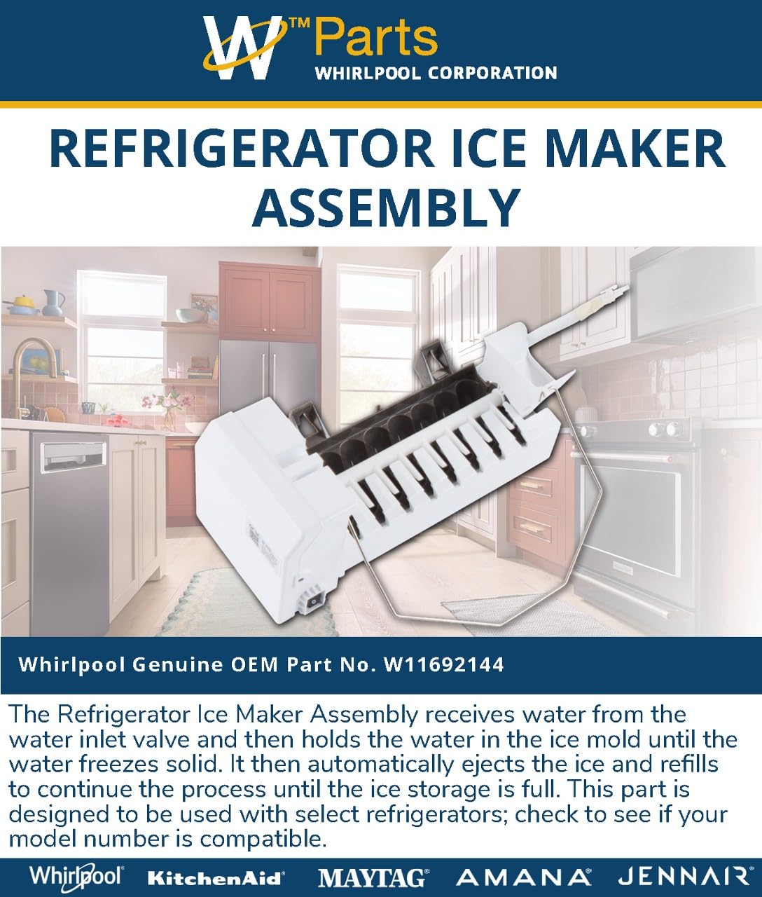 Whirlpool W11692144 Genuine OEM Refrigerator Ice Maker Assembly