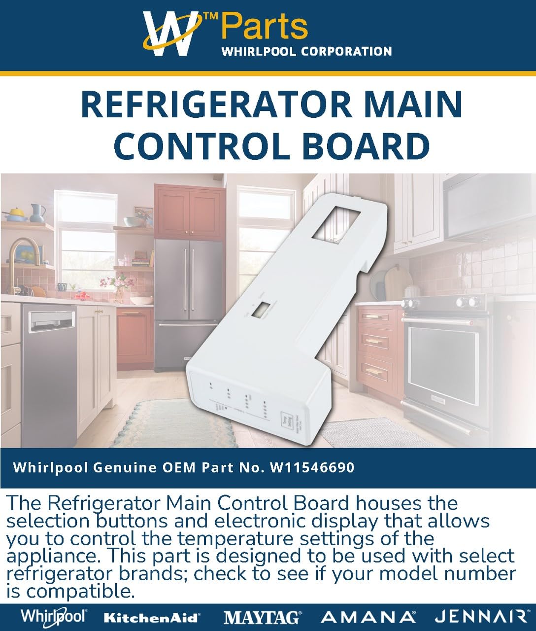 Whirlpool W11546690 Genuine OEM Refrigerator Main Control Board