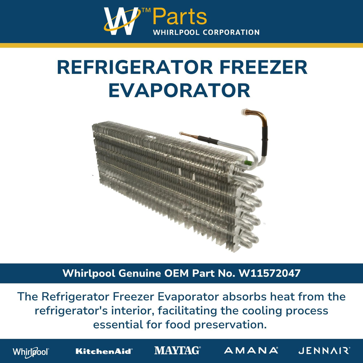 Whirlpool W11572047 OEM Refrigerator Freezer Evaporator