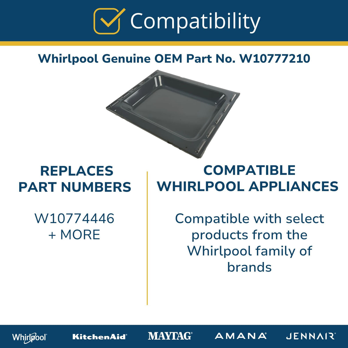 Whirlpool W10777210 Genuine OEM Range Bottom Panel Replacement Part