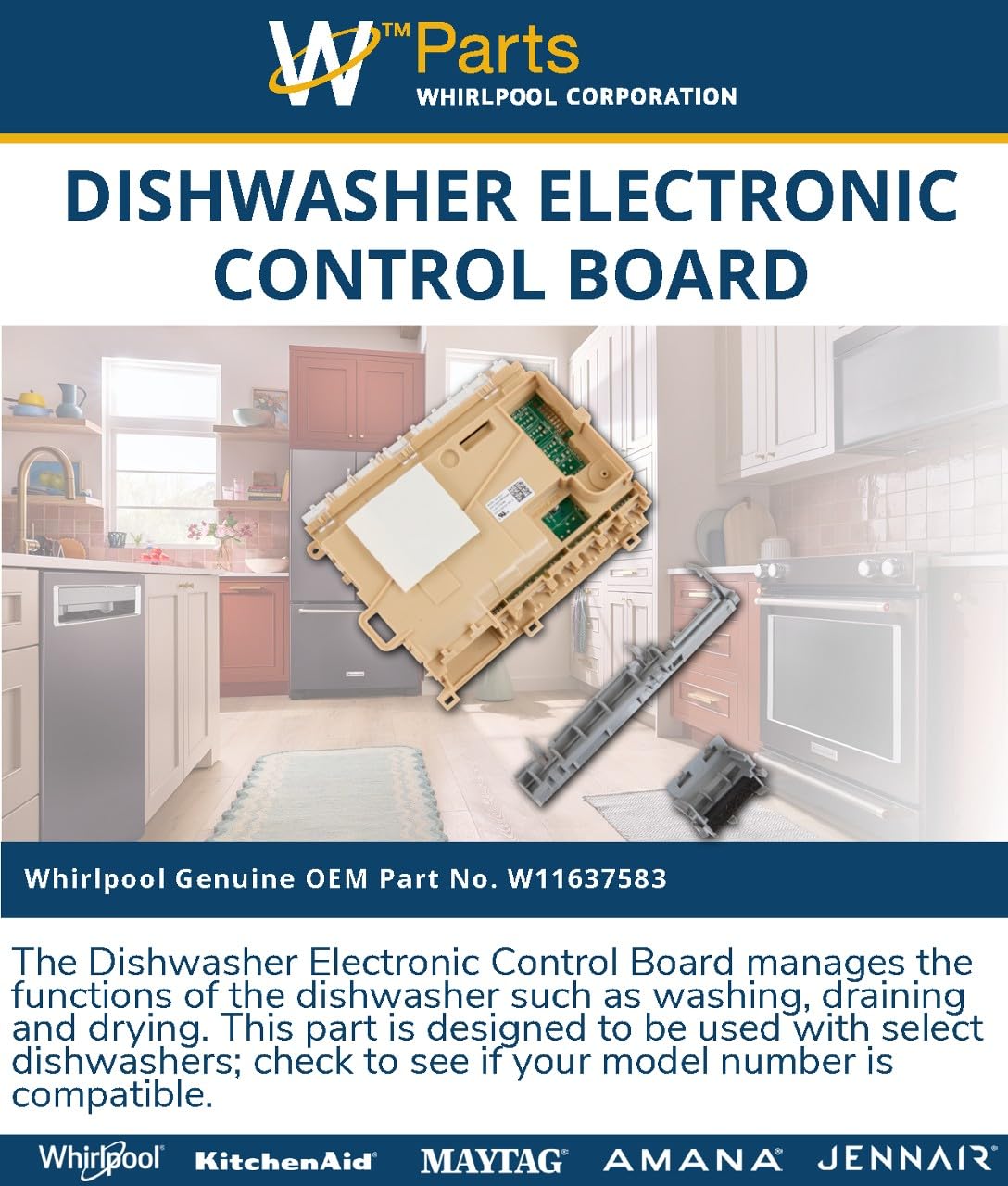 Whirlpool W11637583 Genuine OEM Dishwasher Electronic Control Board
