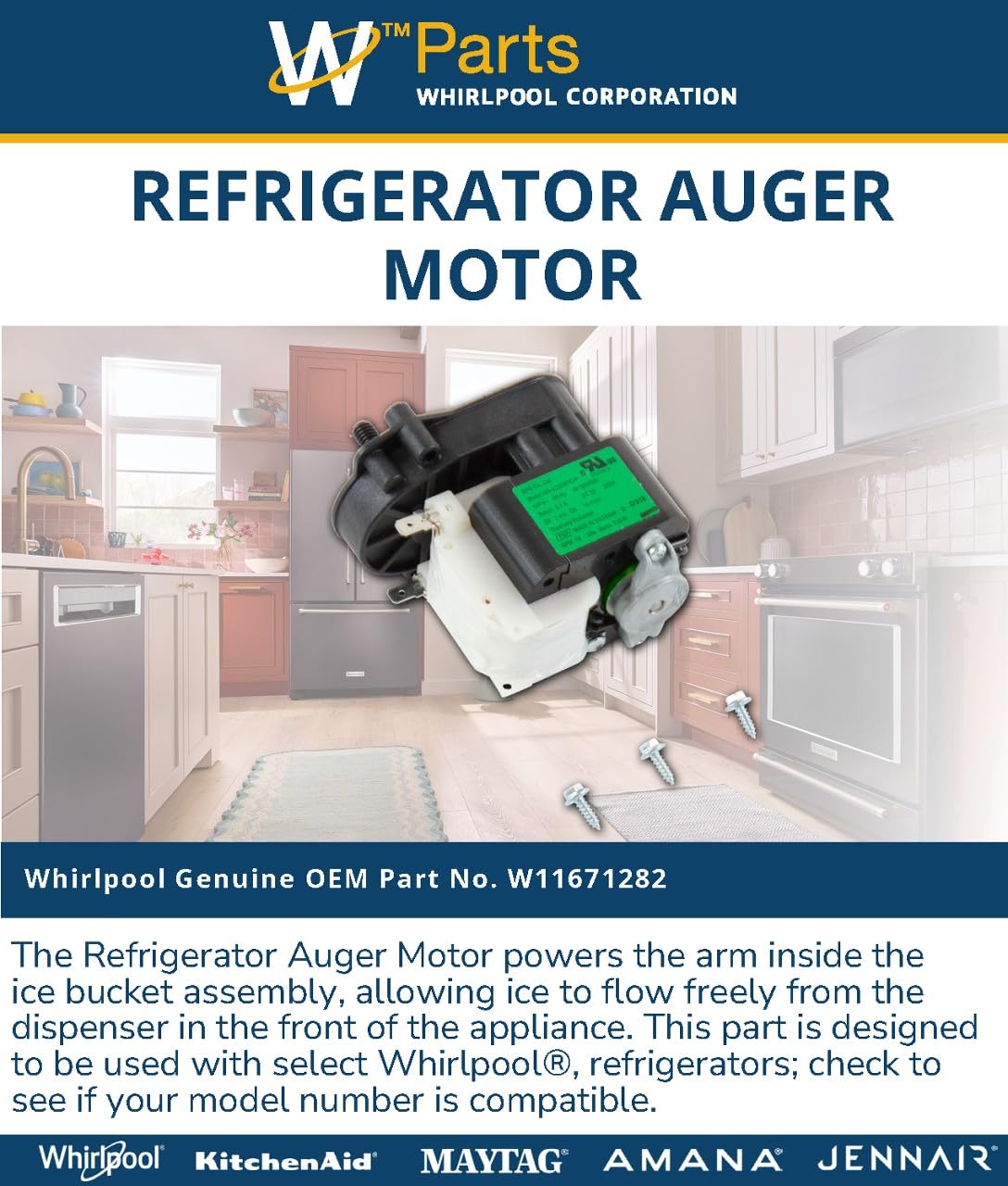 Whirlpool W11671282 Genuine OEM Refrigerator Auger Motor