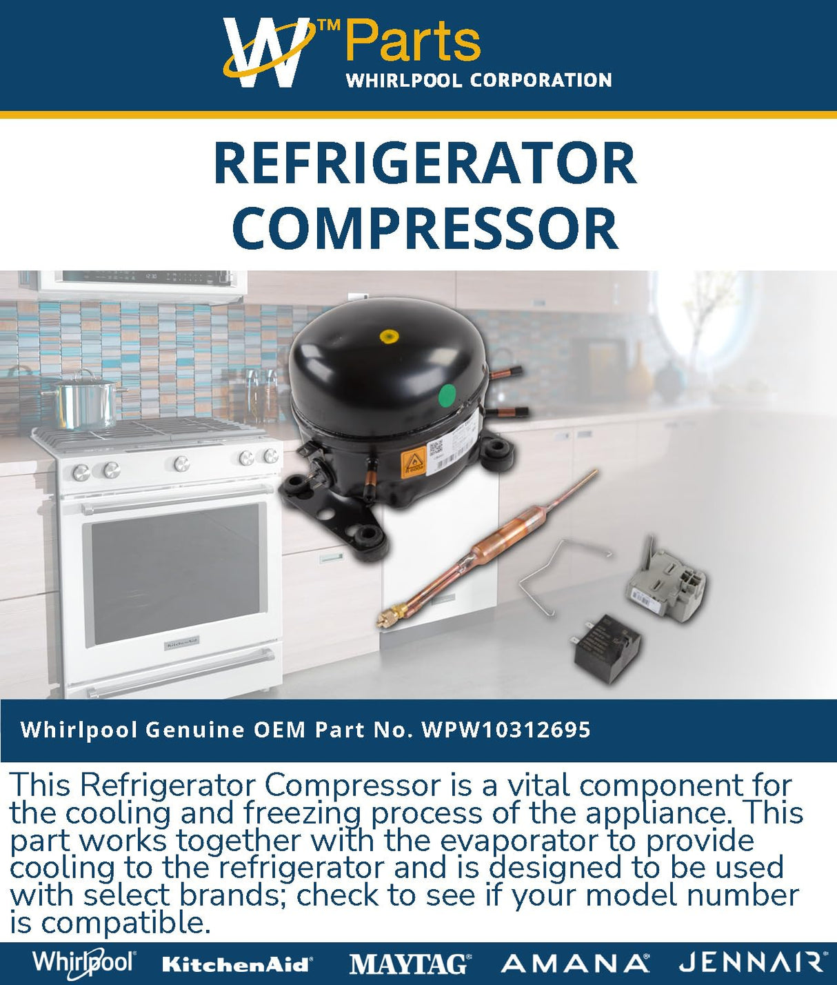 Whirlpool W11635510 Genuine OEM Refrigerator Compressor