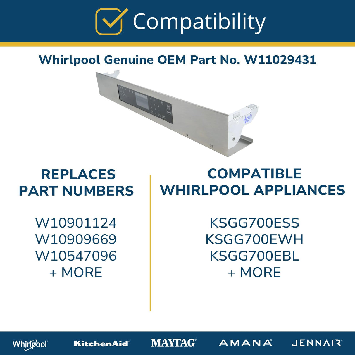 Whirlpool W11029431 Genuine OEM Range Electronic Control Board
