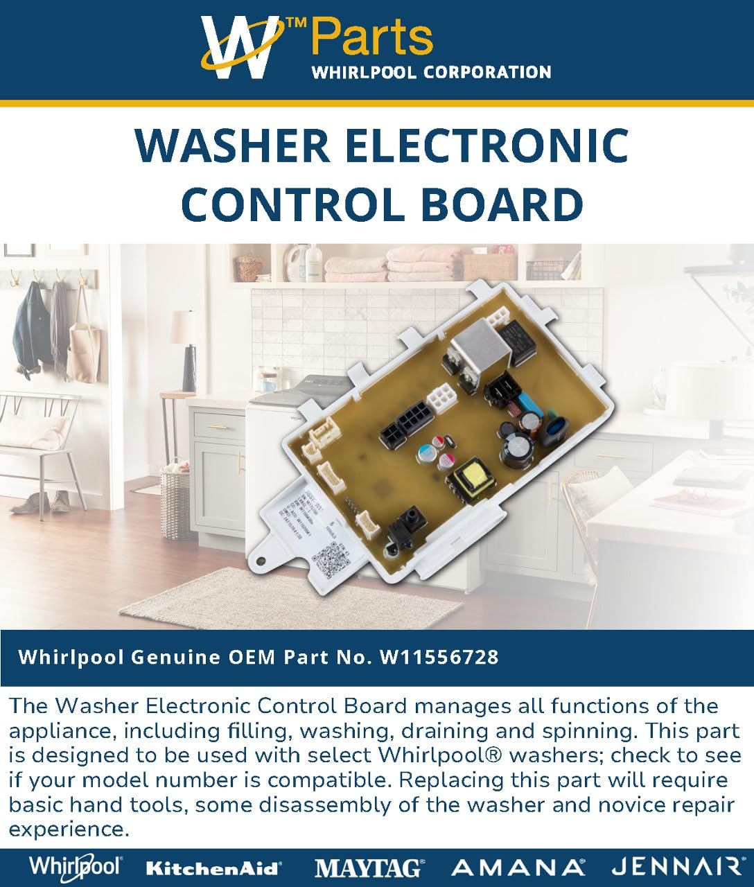 Whirlpool W11556728 Genuine OEM Washer Electronic Control Board
