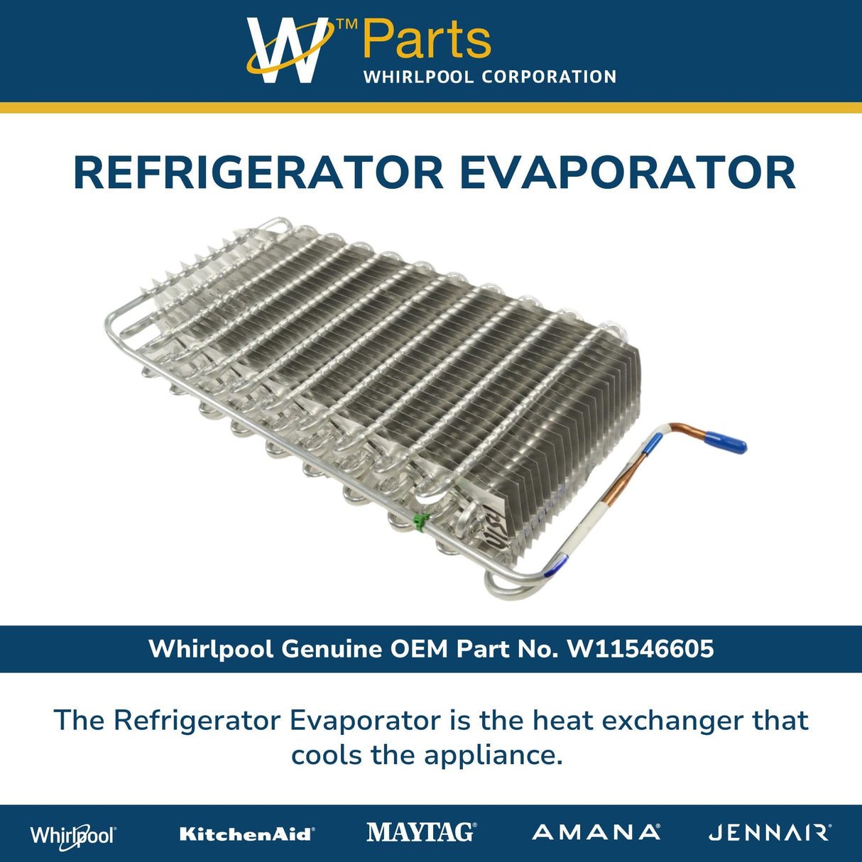 Whirlpool W11546605 Genuine OEM Refrigerator Evaporator Replacement Part - Replaces W11357917