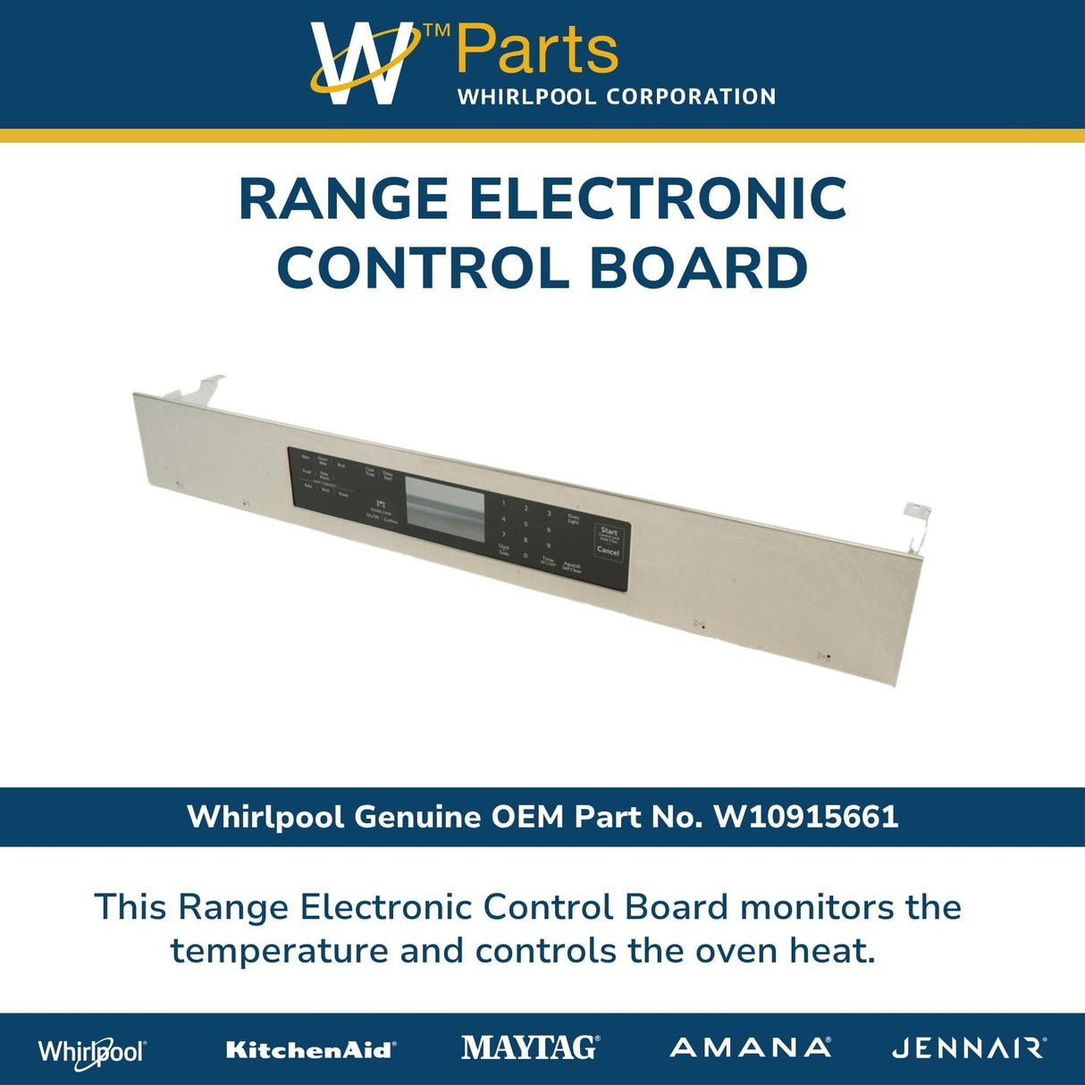 Whirlpool W10915661 Genuine OEM Range Electronic Control Board Replacement Part - Replaces W10547092, W10913676, and W10901128
