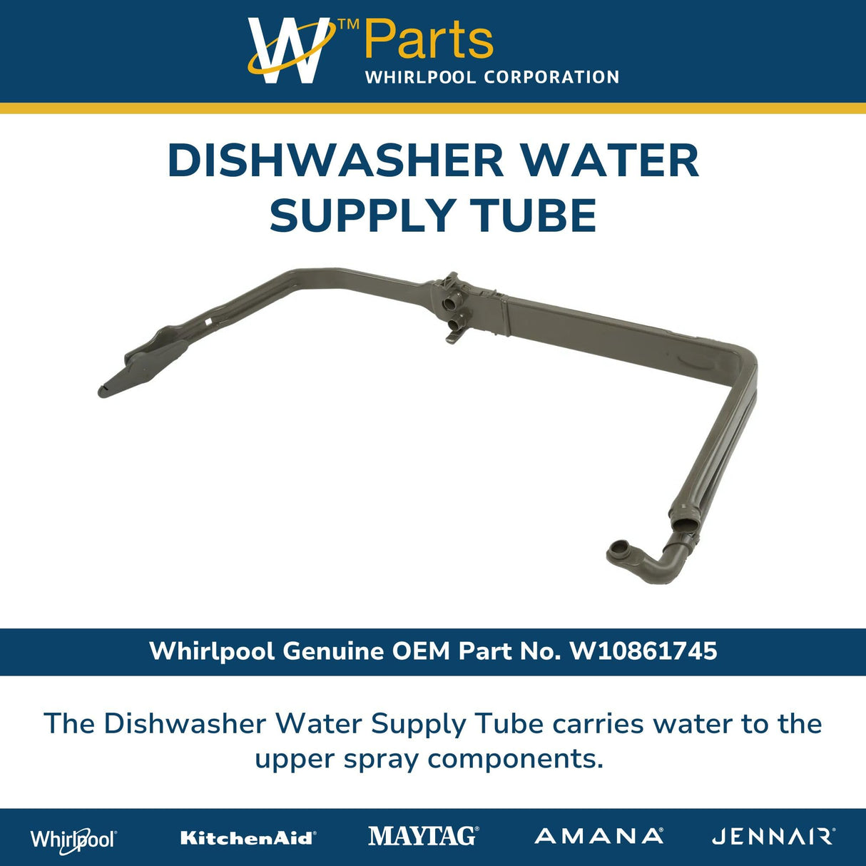 Whirlpool W10861745 OEM Dishwasher Water Supply Tube
