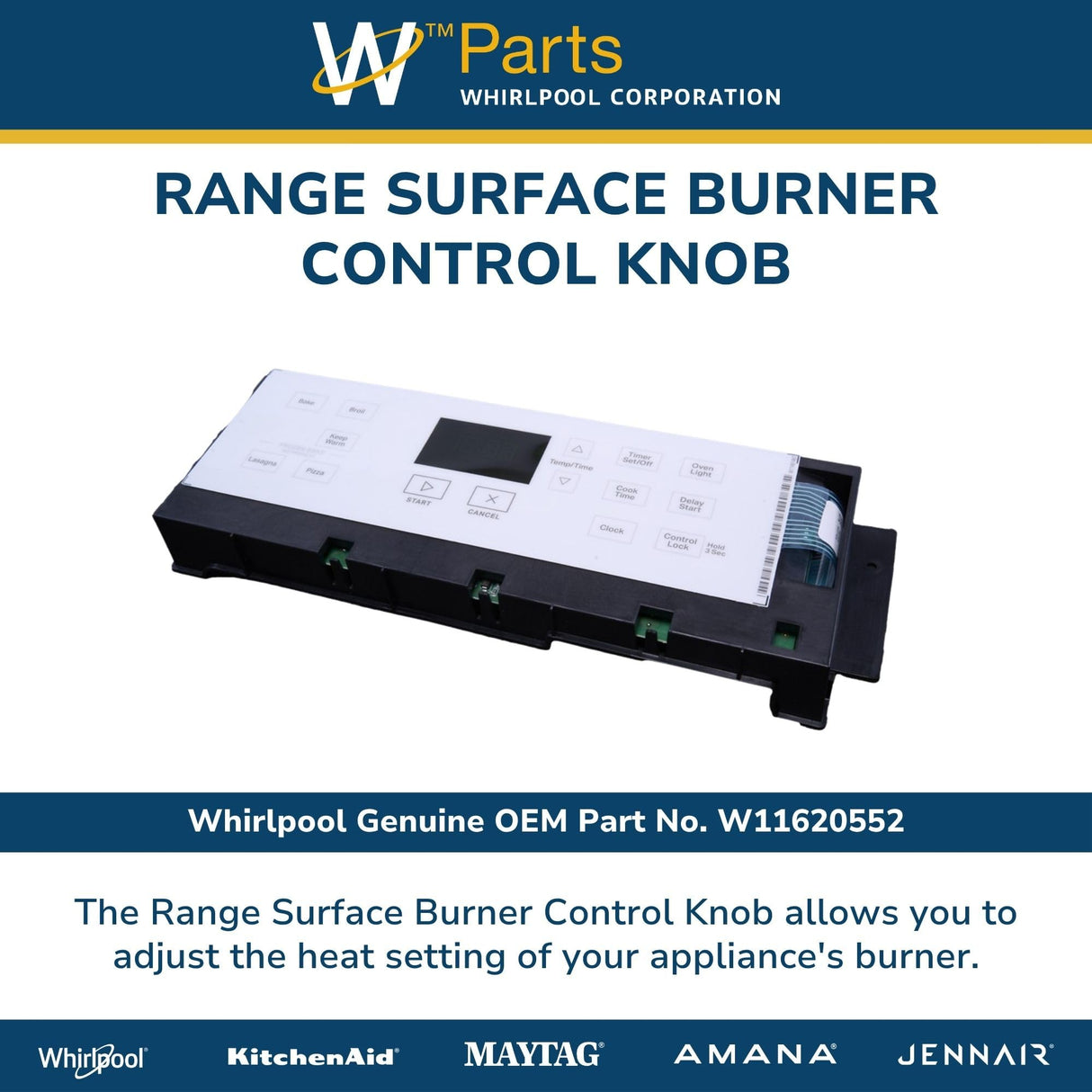 Whirlpool W11620552 Genuine OEM Range Control Panel Assembly