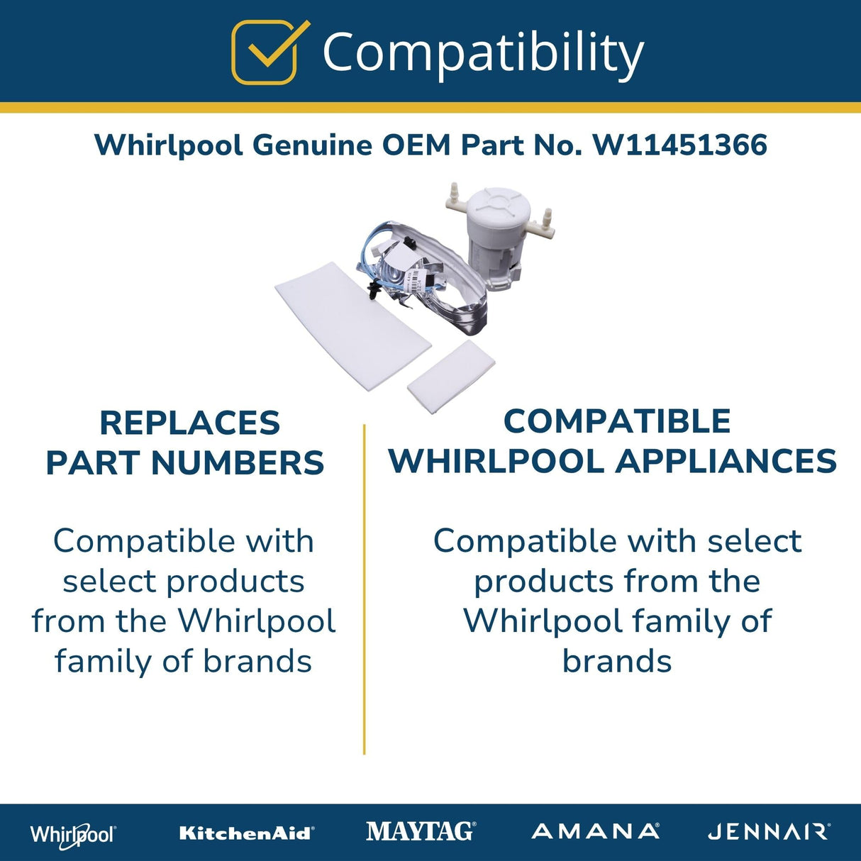 Whirlpool W11451366 Genuine OEM Refrigerator Water Filter Housing Assembly