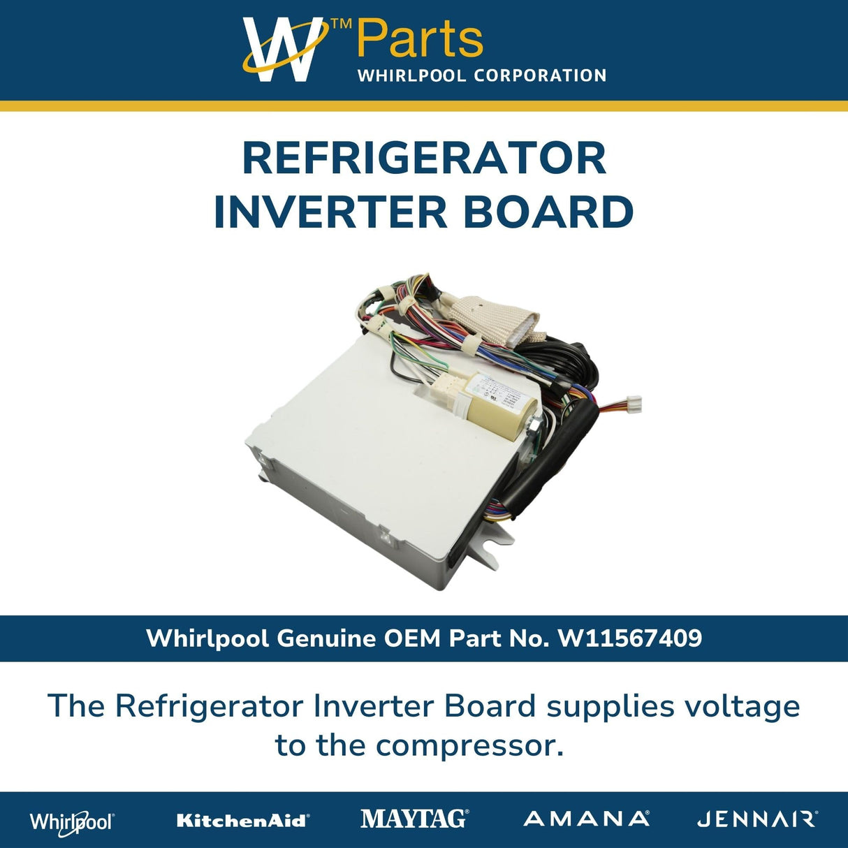 Whirlpool W11567409 Genuine OEM Refrigerator Inverter Board Replacement Part - Replaces W11434429