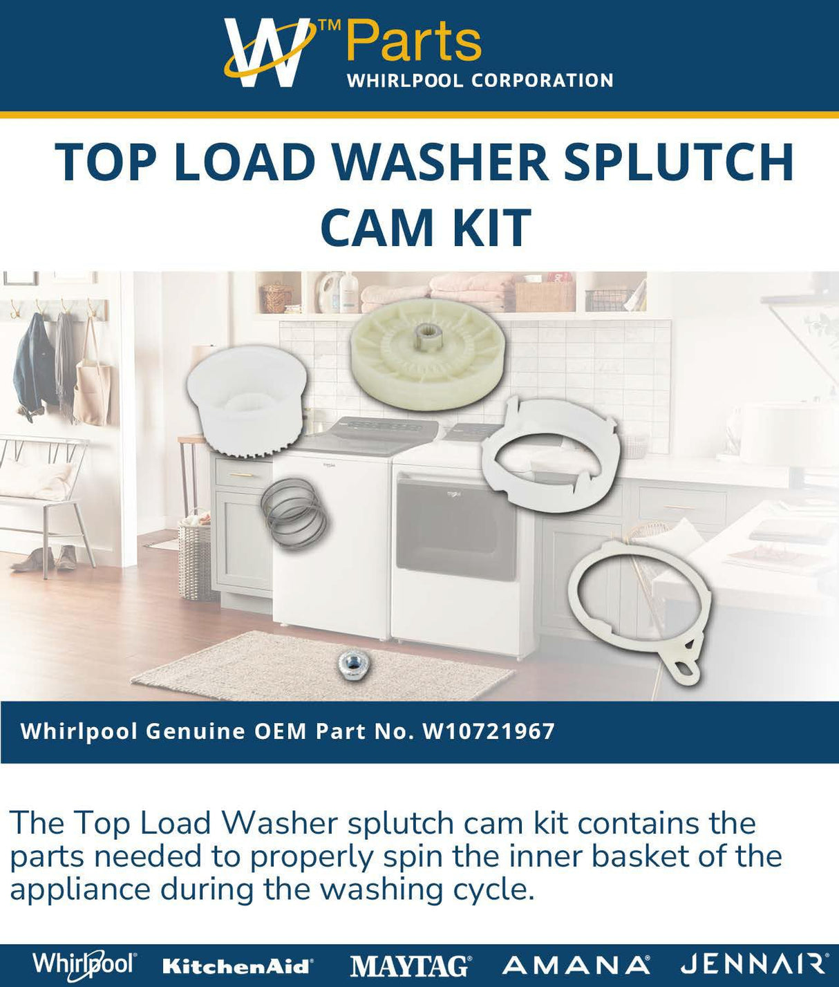 Whirlpool W10721967 Genuine OEM Top Load Washer Splutch Cam Kit
