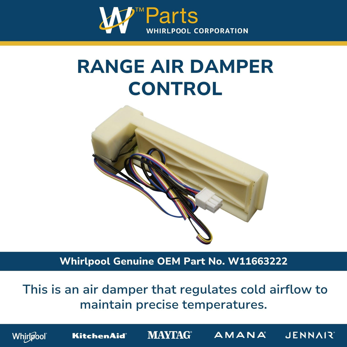 Whirlpool W11663222 Genuine OEM Range Air Damper Control Replacement Part