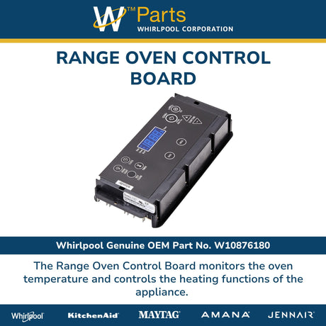 Whirlpool W10876180 Genuine OEM Range Oven Control Board Replacement Part - Replaces W10271750, W10476688, W10540032, and more