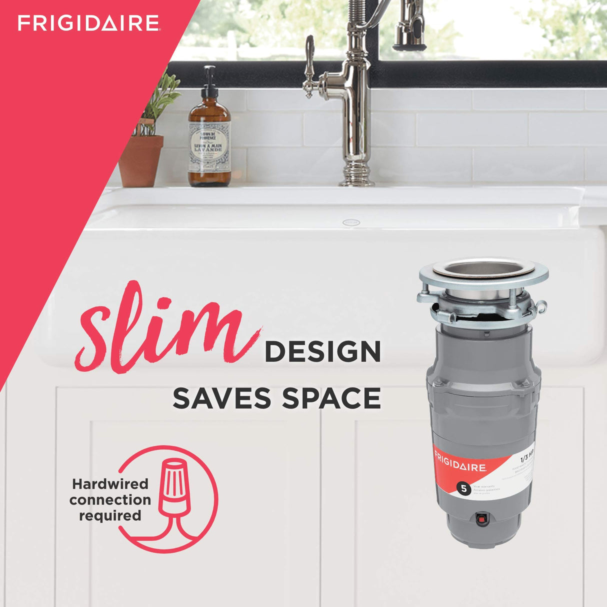 Frigidaire 1/3 HP Direct Wire Garbage Disposal for Kitchen Sinks | FF03DISPD1