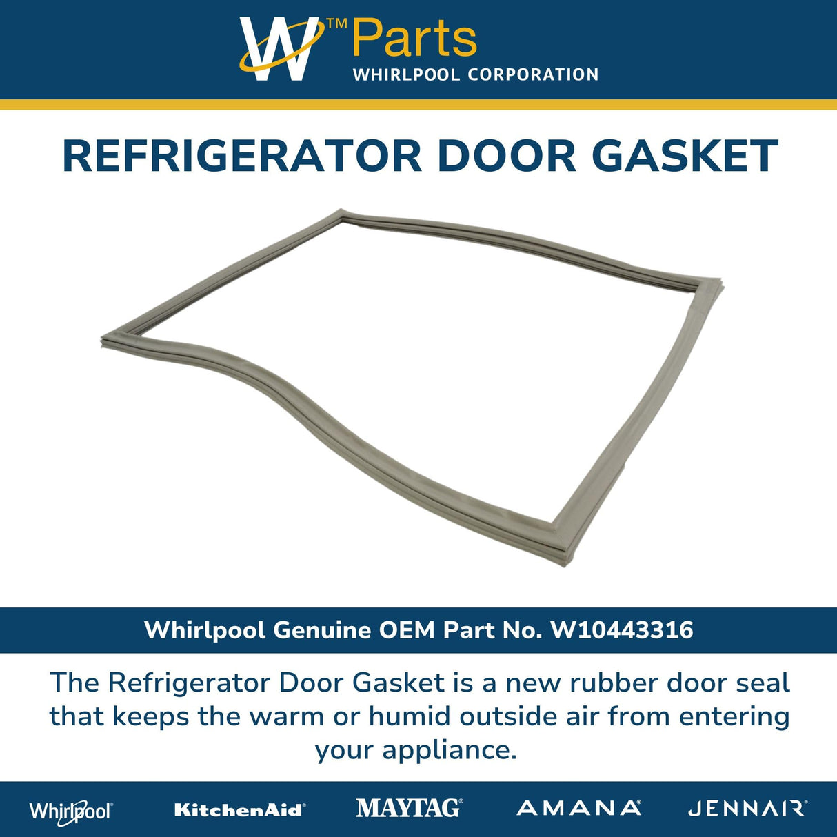 Whirlpool W10443316 Genuine OEM Refrigerator Door Gasket