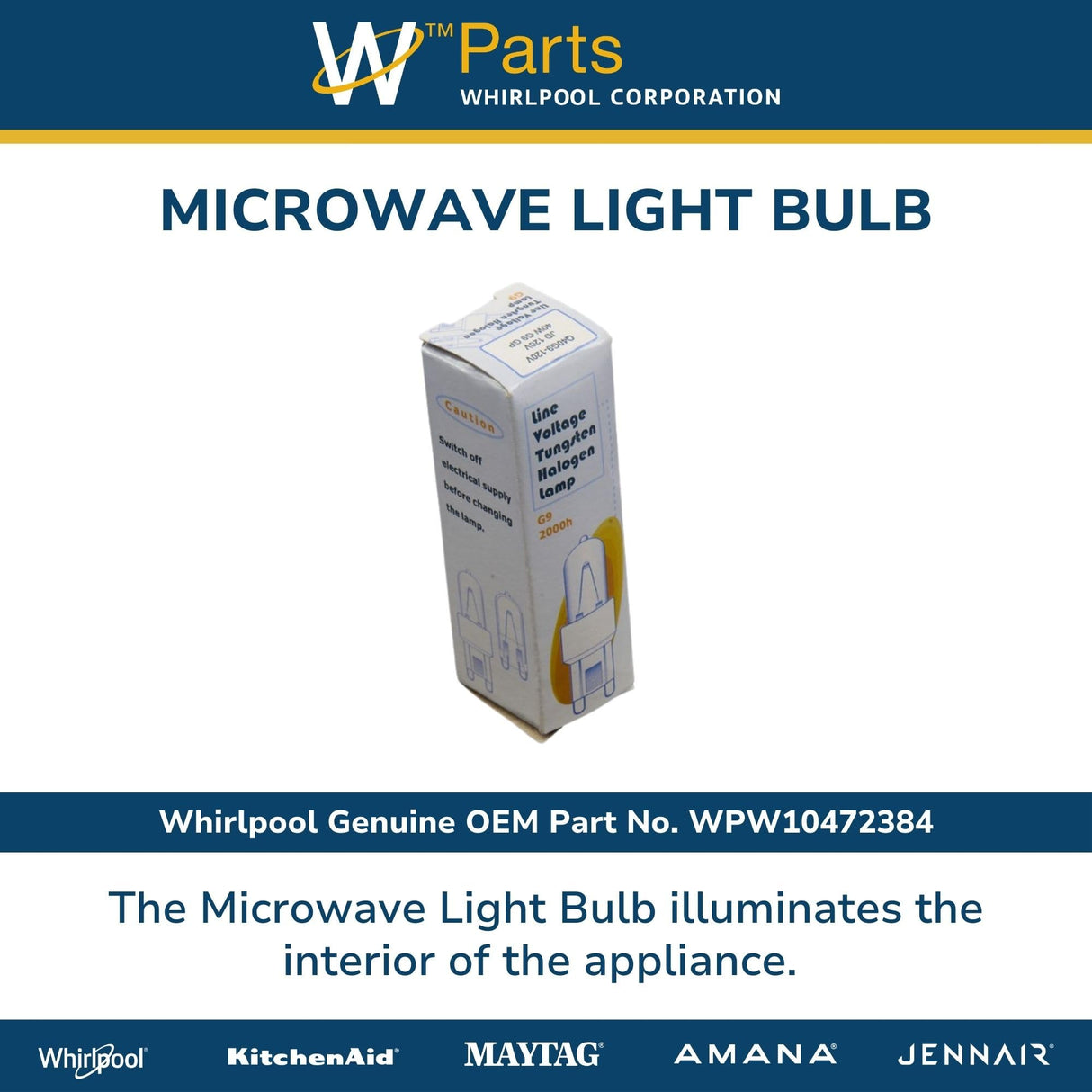 Whirlpool WPW10472384 Genuine OEM Microwave Light Bulb Replacement Part - Replaces W10472384