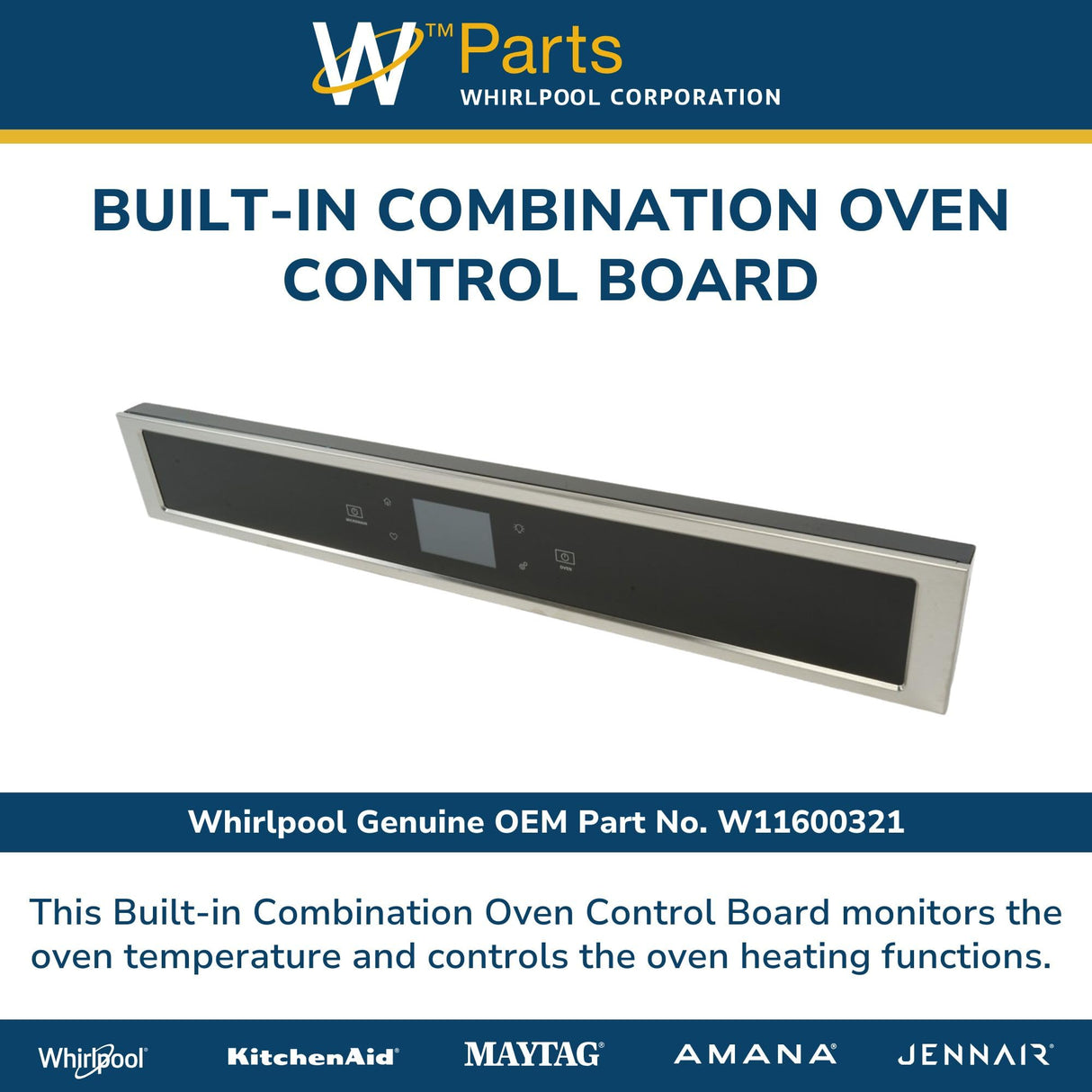 Whirlpool W11600321 OEM Built-in Combination Oven Control Board, Black