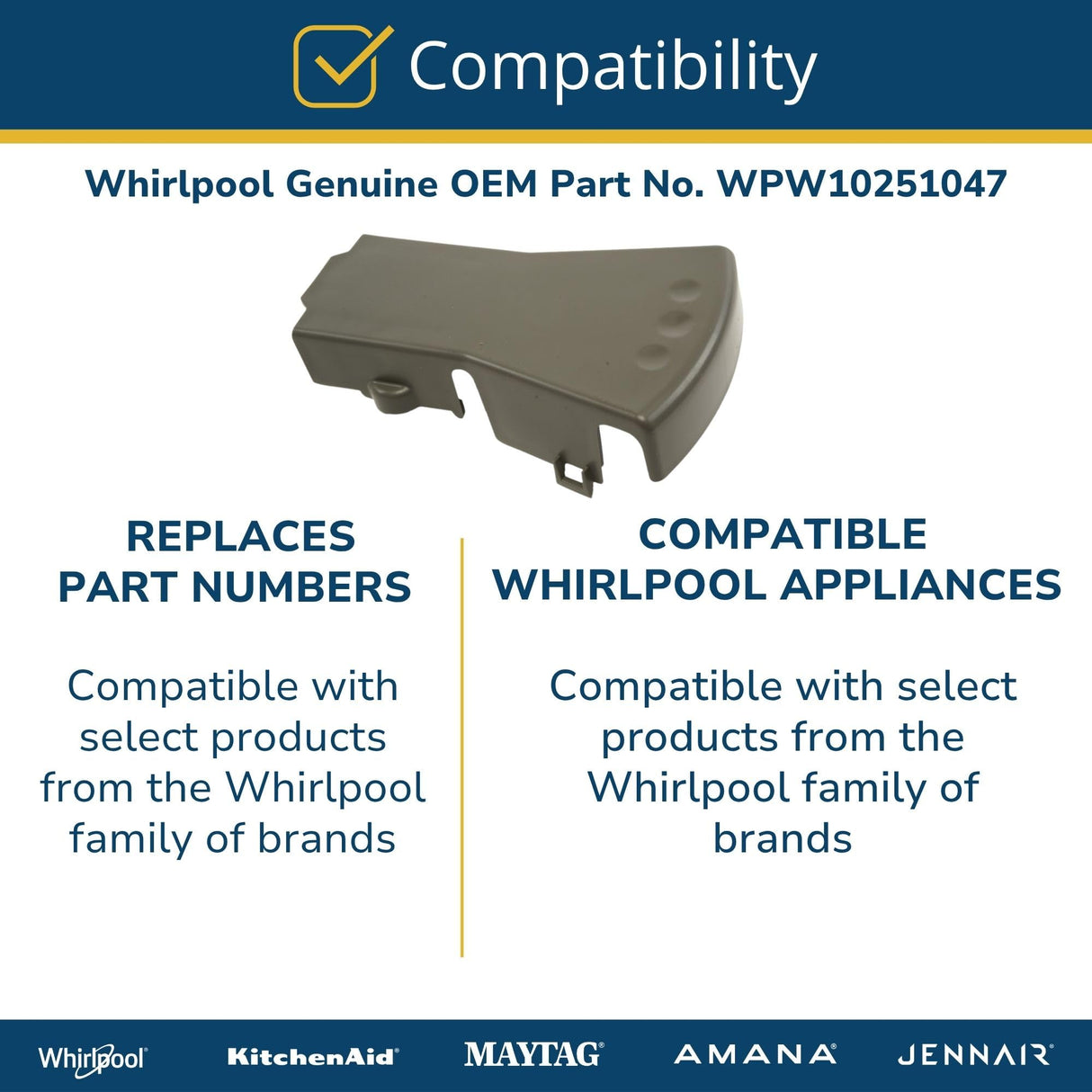 Whirlpool WPW10251047 Genuine OEM Dishwasher Rack Adjuster Cover Replacement Part