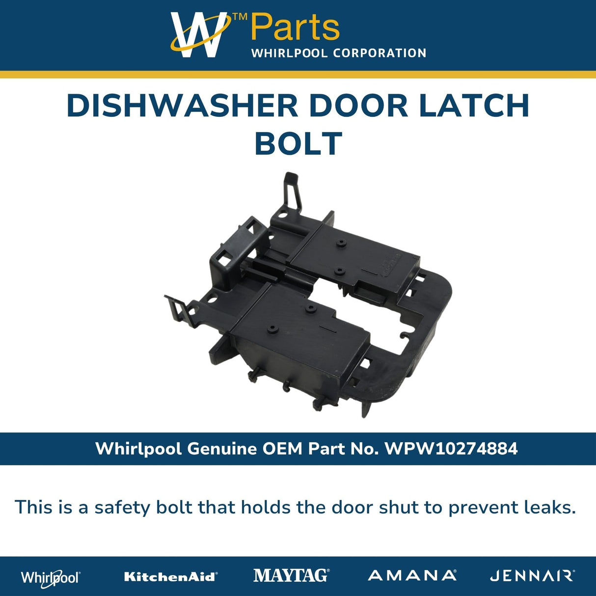 Whirlpool WPW10274884 Genuine OEM Dishwasher Door Latch Bolt Replacement Part