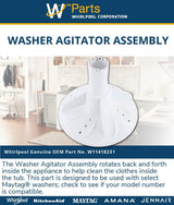 Whirlpool Agitators W11418231 replacement part