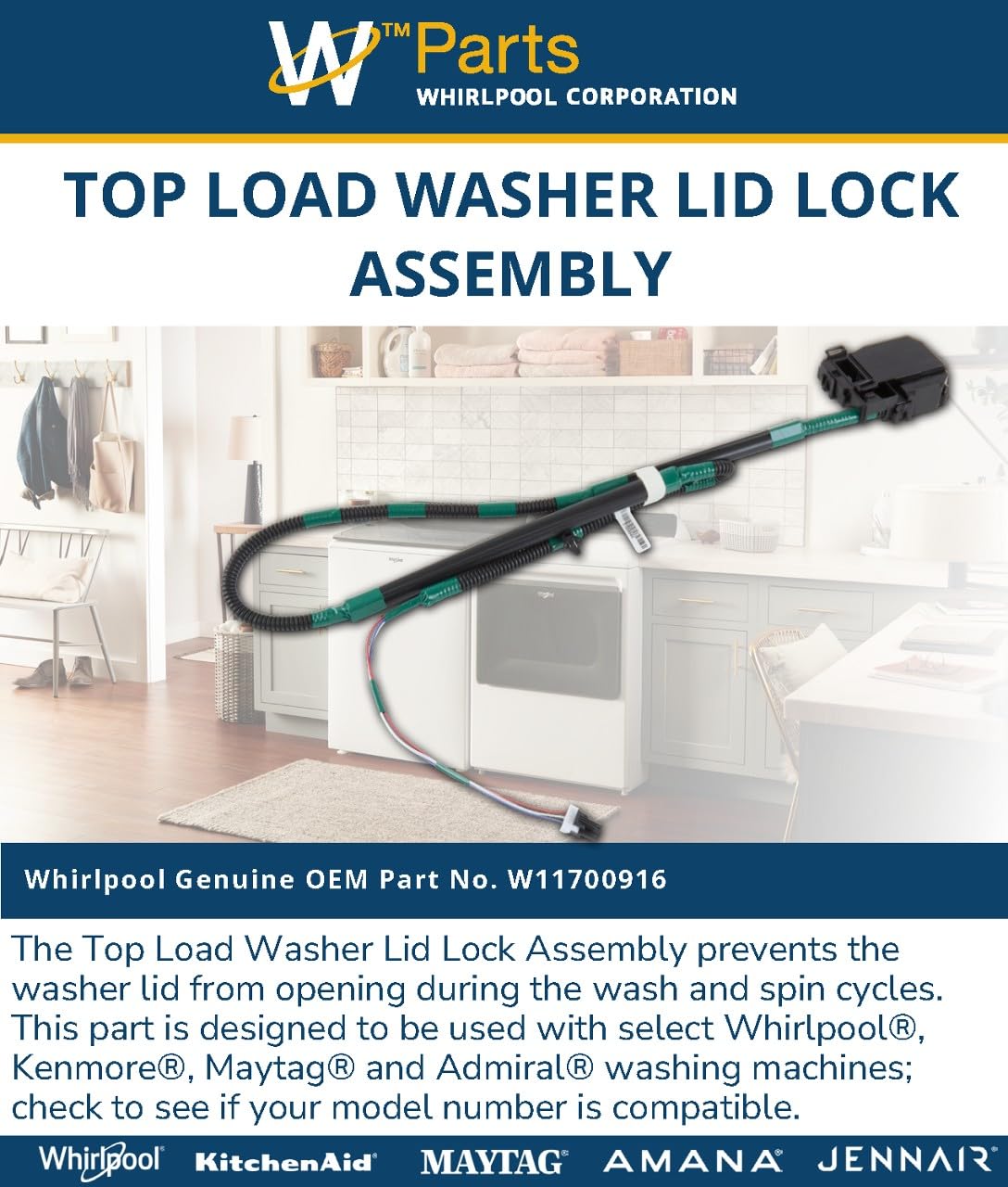 Whirlpool W11700916 OEM Washer Door Lock