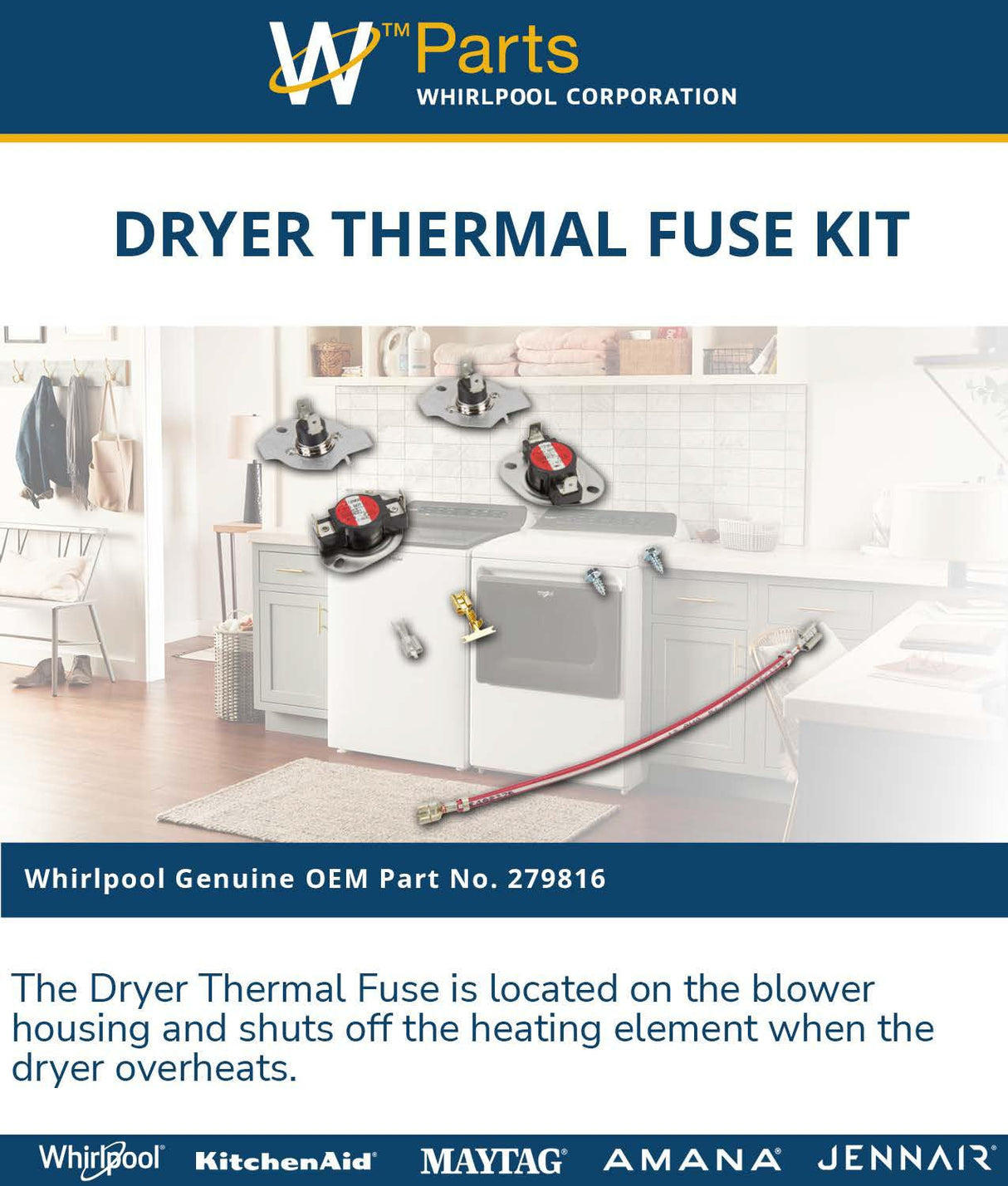 Whirlpool 279816 Genuine OEM Dryer Thermal Fuse Kit