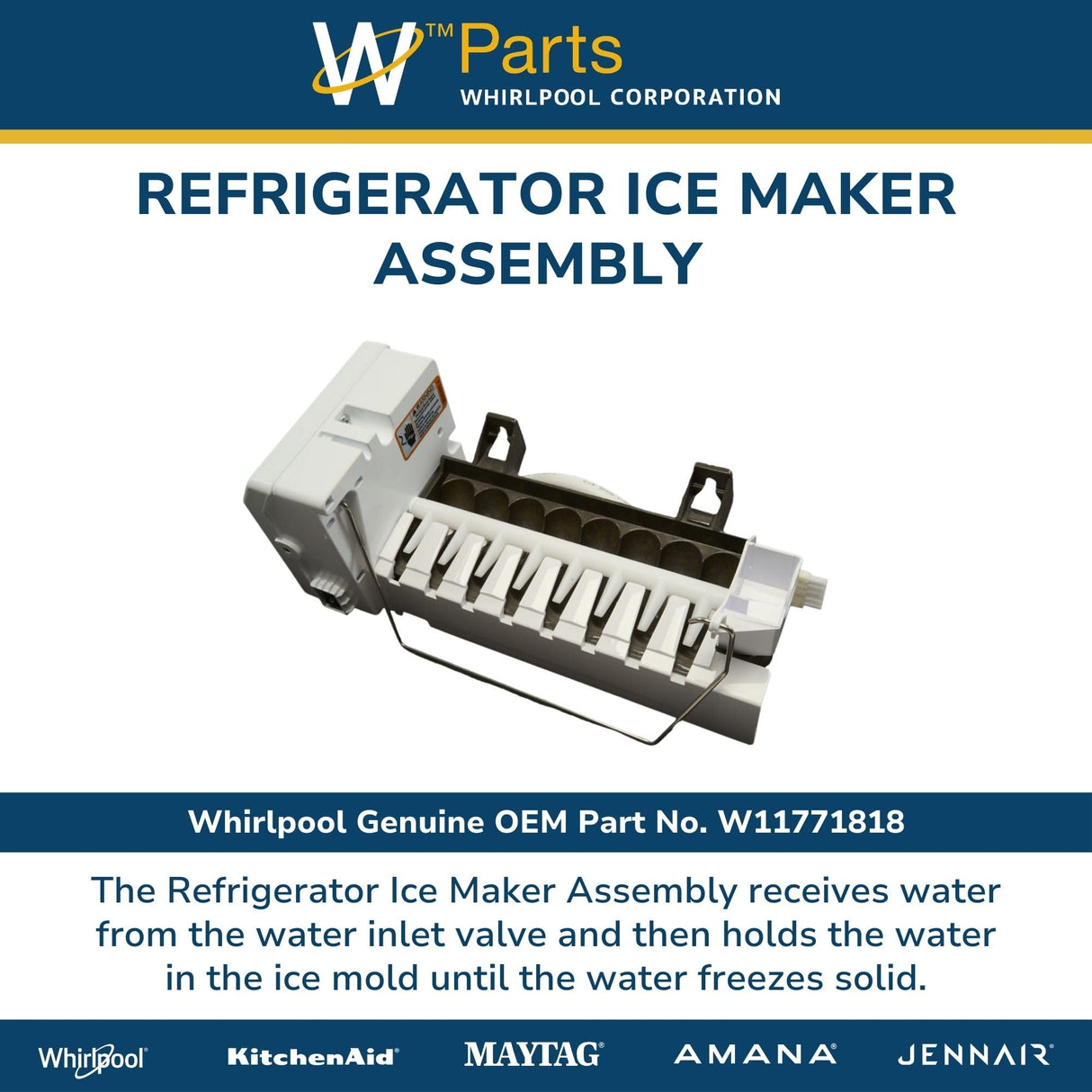 Whirlpool W11771818 Genuine OEM Refrigerator Ice Maker Assembly Replacement Part