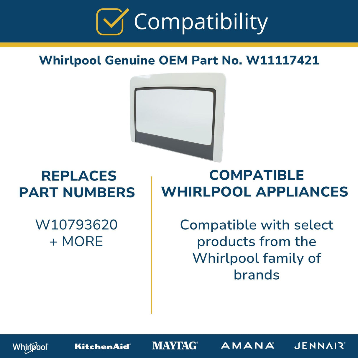Whirlpool W11117421 Genuine OEM Top Load Washer Lid