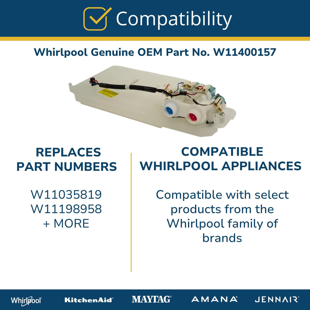 Whirlpool W11400157 Genuine OEM Washer Dispenser Housing