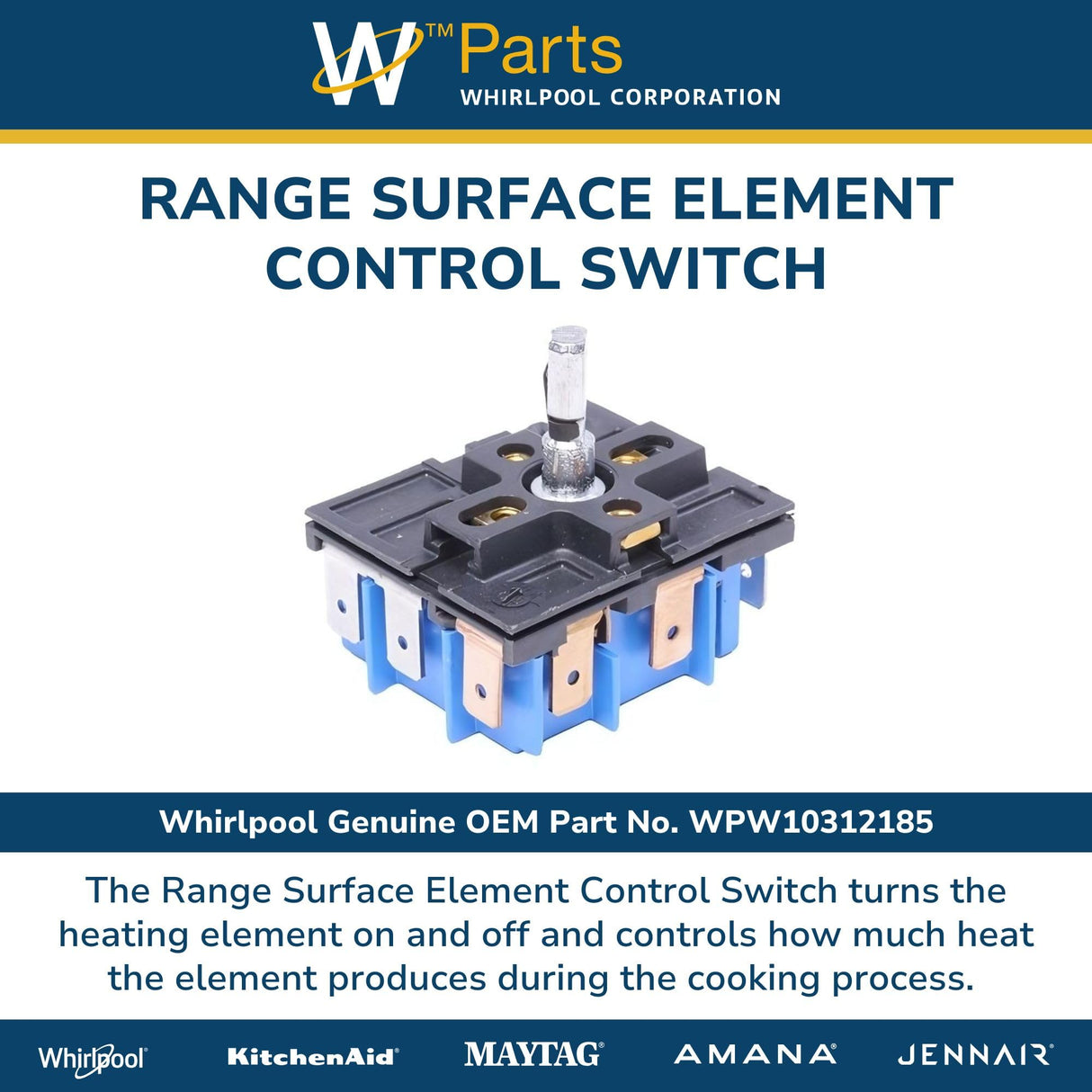 Whirlpool WPW10312185 Genuine OEM Range Surface Element Control Switch