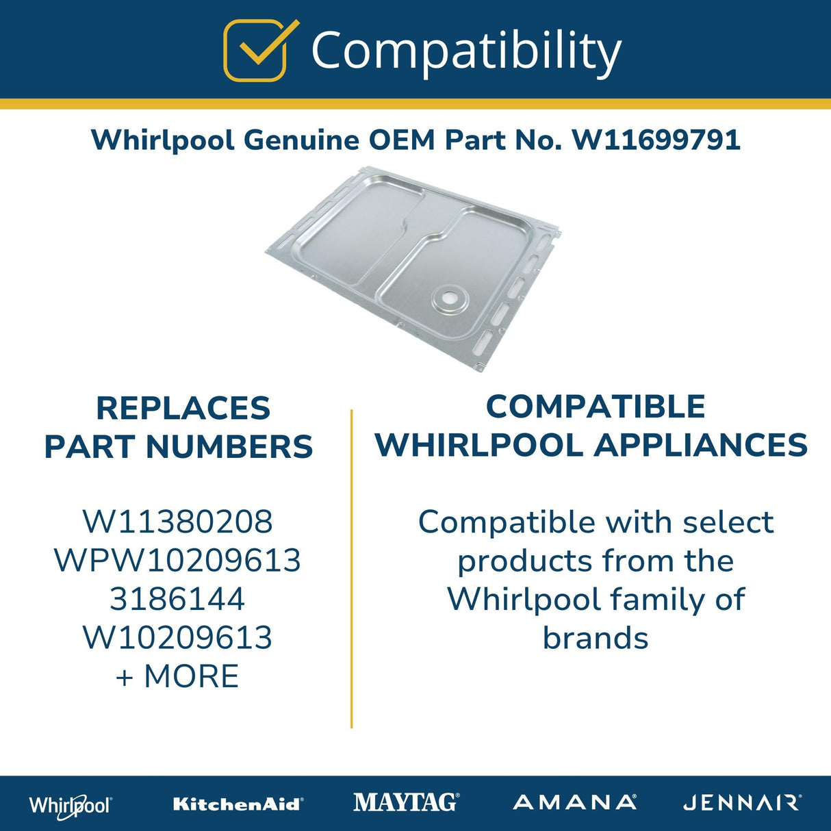 Whirlpool W11699791 Genuine OEM Range Vent Panel Replacement Part