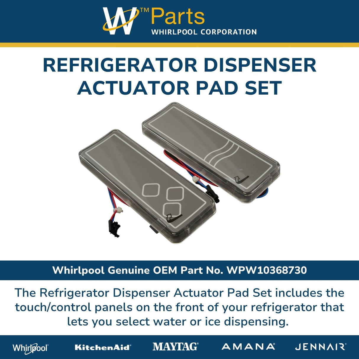 Whirlpool WPW10368730 Genuine OEM Refrigerator Dispenser Actuator Pad Set Replacement Part - Replaces W10348792, W10334786, and more