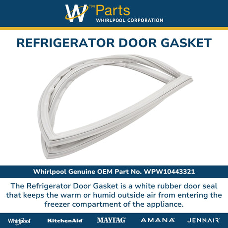 SxS Refrigerator Freezer Door Gasket, White