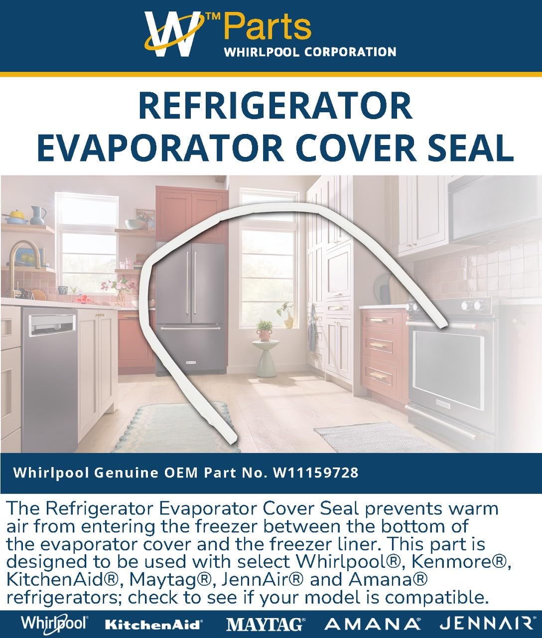 Whirlpool W11159728 Genuine OEM Refrigerator Evaporator Cover Seal