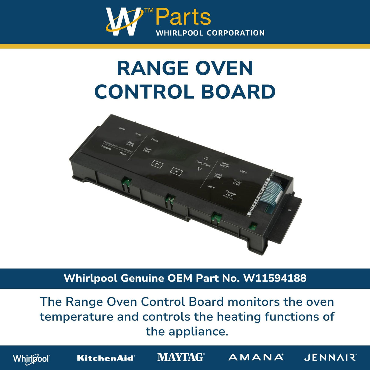 Whirlpool W11594188 OEM Range Oven Control Board, Black