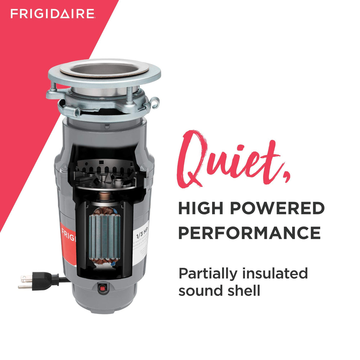 Frigidaire 1/3 HP Corded Garbage Disposal for Kitchen Sinks | FF03DISPC1