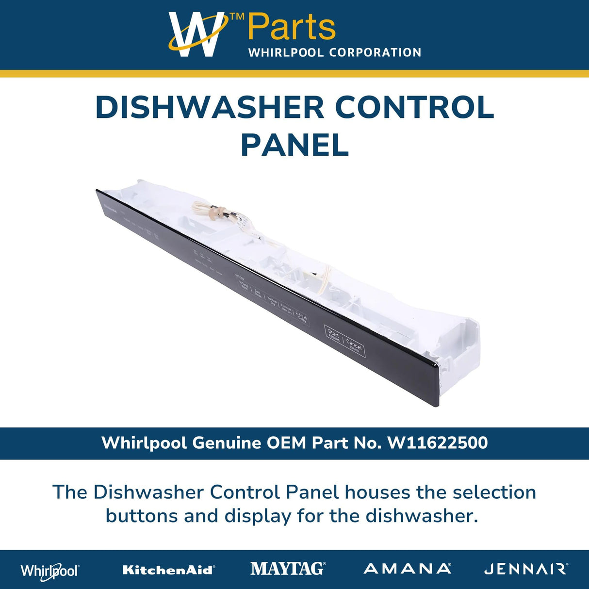 Whirlpool W11622500 Genuine OEM Dishwasher Control Panel
