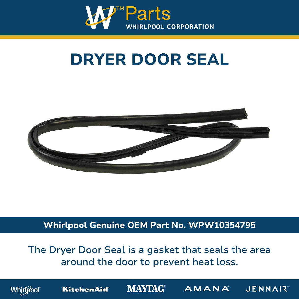 Whirlpool WPW10354795 Genuine OEM Dryer Door Seal