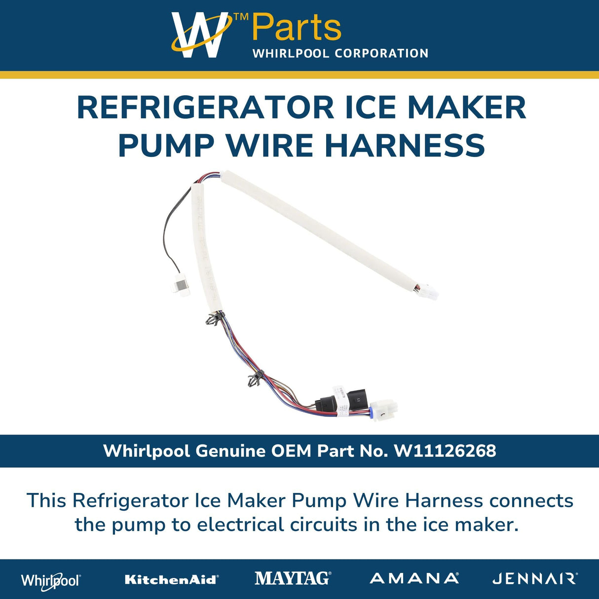 Whirlpool W11126268 Genuine OEM Refrigerator Ice Maker Pump Wire Harness