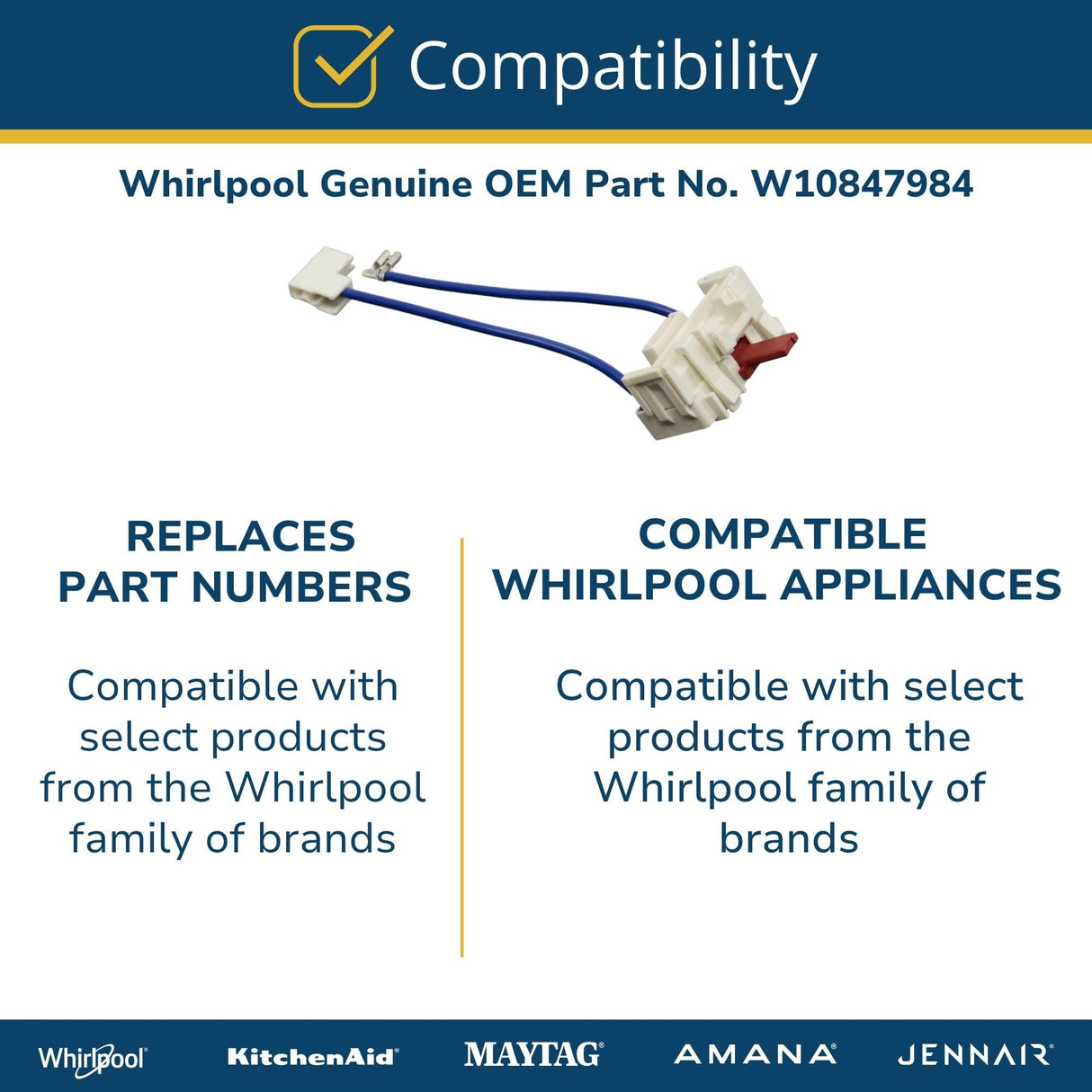 Whirlpool W10847984 Genuine OEM Whirlpool W10847984 Genuine OEM Dryer Belt Switch Replacement Part