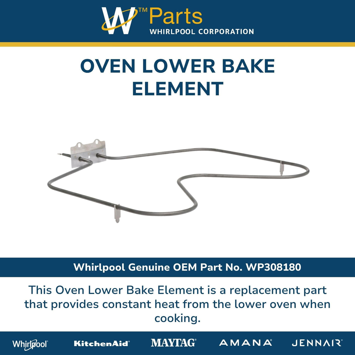 Whirlpool WP308180 Genuine OEM Oven Lower Bake Element Replacement Part