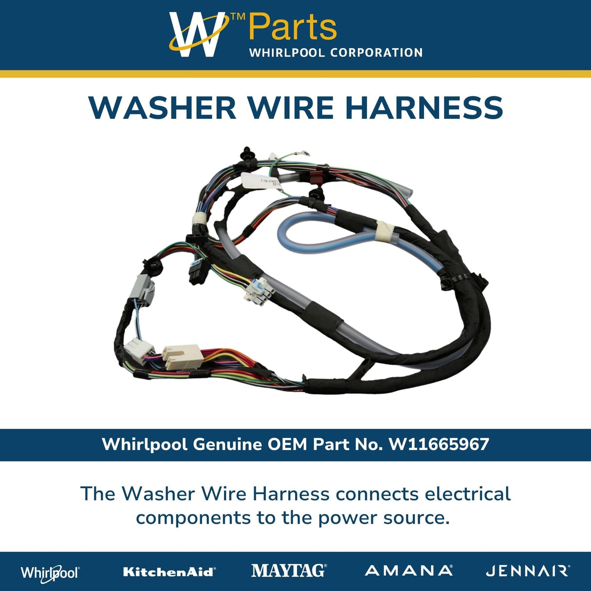 Whirlpool W11665967 Genuine OEM Washer Wire Harness Replacement Part