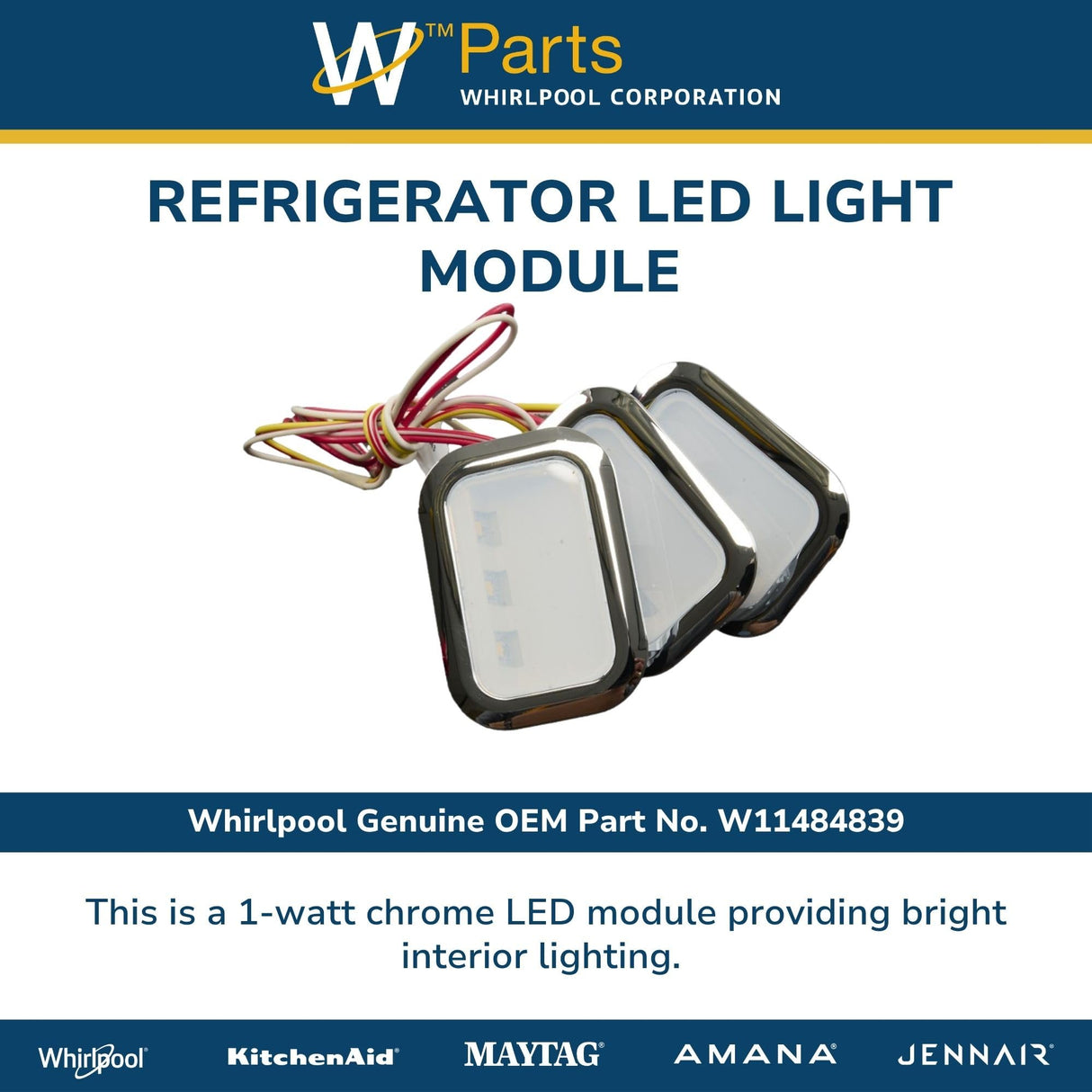 Whirlpool W11484839 Genuine OEM Refrigerator LED Light Module Replacement Part