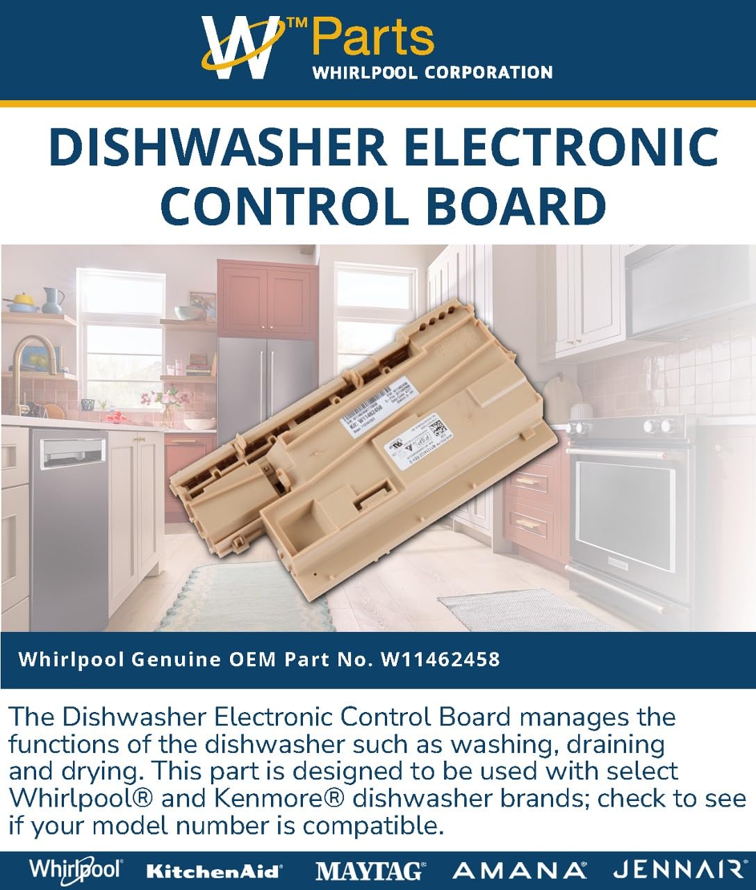 Whirlpool W11462458 Genuine OEM Dishwasher Electronic Control Board