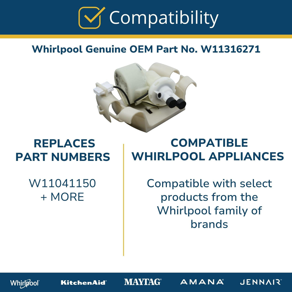 Whirlpool W11316271 Genuine OEM Washer Circulation Pump