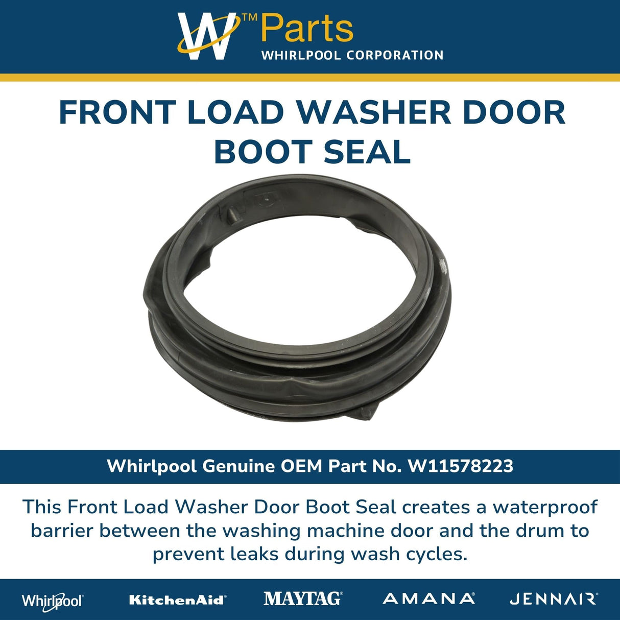 Whirlpool W11578223 Genuine OEM Front Load Washer Door Boot Seal Replacement Part